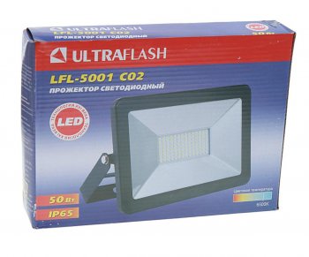 559 р. Светильник светодиодный 220V 50W 6500K черный ULTRAFLASH ULTRAFLASH lfl-5001 c02  с доставкой в г. Пермь. Увеличить фотографию 3