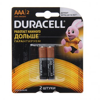Батарейка AAA LR03 1.5V блистер 2шт. (цена за 1шт.) Alkaline Basic DURACELL DURACELL lr03n-2bl