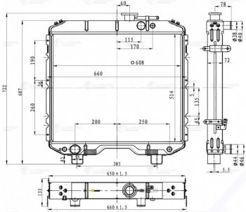 23 999 р. Радиатор ГАЗ-66 алюминиевый паянный LUZAR LUZAR lrc0366b  с доставкой в г. Пермь. Увеличить фотографию 4