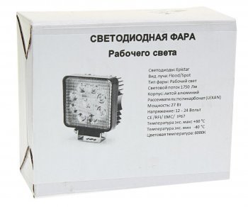 999 р. Фара рабочего света 105х105мм 27Вт (9 светодиодов) LED LT LED TECHNOLOGY lt-1227sf  с доставкой в г. Пермь. Увеличить фотографию 4
