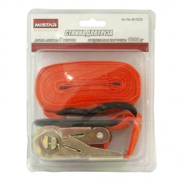 Стяжка крепления груза 1т 5м-25мм с храповиком блистер MISTAR MISTAR m-0525 MISTAR m-0525
