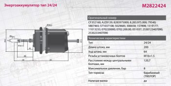 7 549 р. Энергоаккумулятор MAN TGA,TGS,TGX задний тип 2424 барабанный тормоз MARSHALL MARSHALL m2822424  с доставкой в г. Пермь. Увеличить фотографию 6