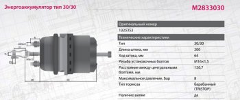 10 849 р. Энергоаккумулятор MAN DAF тип 3030 (кулачковый тормоз) MARSHALL MARSHALL m2833030  с доставкой в г. Пермь. Увеличить фотографию 3
