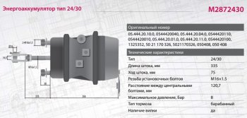 6 099 р. Энергоаккумулятор BPW ROR SAF тип 2430 (барабанный тормоз,шток L=335мм) MARSHALL MARSHALL m2872430  с доставкой в г. Пермь. Увеличить фотографию 5