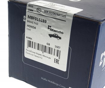 1 639 р. Колодки тормозные HONDA Accord (08-13),Civic (12-) передние (4шт.) MANDO MANDO mbf015289 MANDO mbf015289  с доставкой в г. Пермь. Увеличить фотографию 3