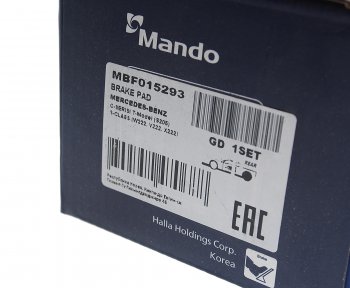 2 979 р. Колодки тормозные MERCEDES C (W205) передние (4шт.) MANDO MANDO mbf015293 MANDO mbf015293  с доставкой в г. Пермь. Увеличить фотографию 3