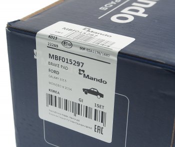 2 799 р. Колодки тормозные FORD Mondeo (15-) передние (4шт.) MANDO MANDO mbf015297 MANDO mbf015297  с доставкой в г. Пермь. Увеличить фотографию 3