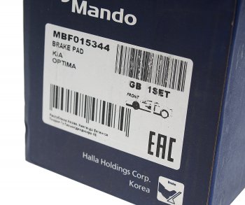 1 759 р. Колодки тормозные KIA Optima (11-) передние (4шт.) MANDO MANDO mbf015344 MANDO mbf015344  с доставкой в г. Пермь. Увеличить фотографию 3