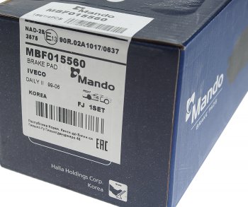 2 559 р. Колодки тормозные передние (4шт.) MANDO Iveco Daily (2011-2014)  с доставкой в г. Пермь. Увеличить фотографию 3