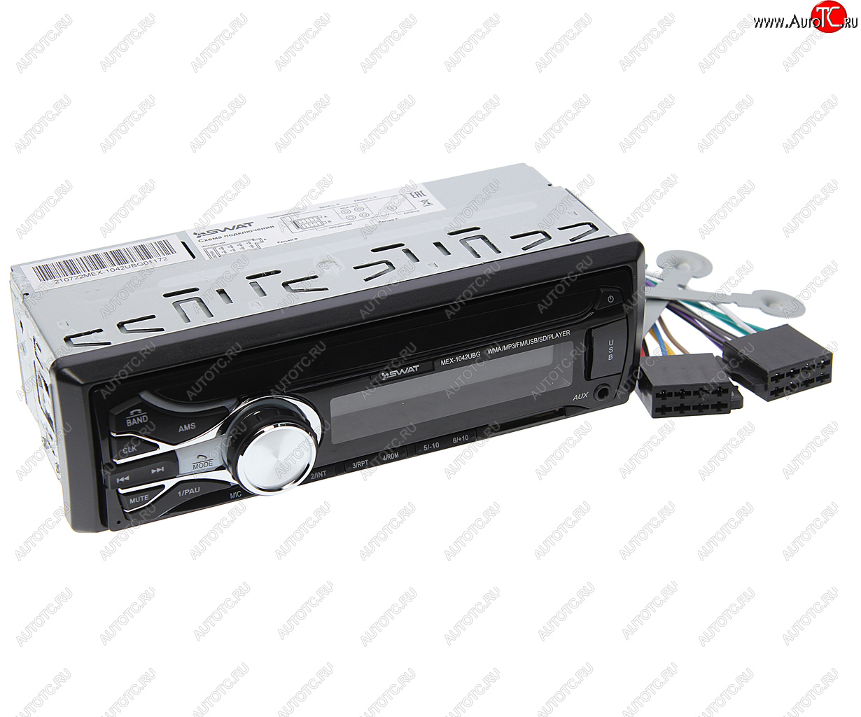 2 189 р. Магнитола автомобильная 1DIN SWAT SWAT mex-1042ubg  с доставкой в г. Пермь