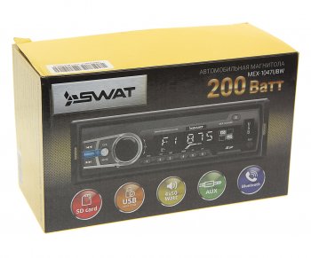 1 779 р. Магнитола автомобильная 1DIN SWAT SWAT mex-1047ubw  с доставкой в г. Пермь. Увеличить фотографию 4