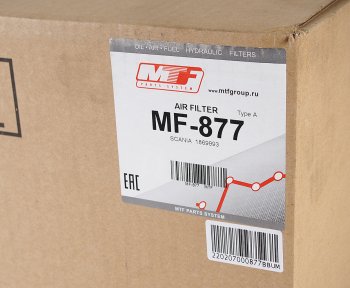 5 599 р. Фильтр воздушный SCANIA 4,114,124,P,G,R,T series (08-) (с ножками на дне) MTF MTF mf877  с доставкой в г. Пермь. Увеличить фотографию 5