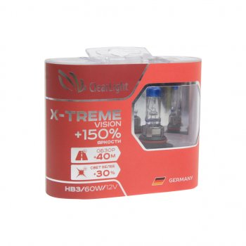 969 р. Лампа 12V HB3 65W +150% бокс (2шт.) X-treme Vision CLEARLIGHT CLEARLIGHT ml9005xtv150  с доставкой в г. Пермь. Увеличить фотографию 1