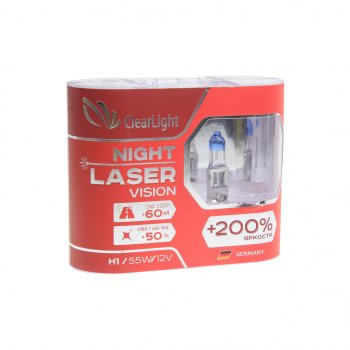 759 р. Лампа 12V H1 55W +200% бокс (2шт.) Night Laser Vision CLEARLIGHT CLEARLIGHT mlh1nlv200  с доставкой в г. Пермь. Увеличить фотографию 1