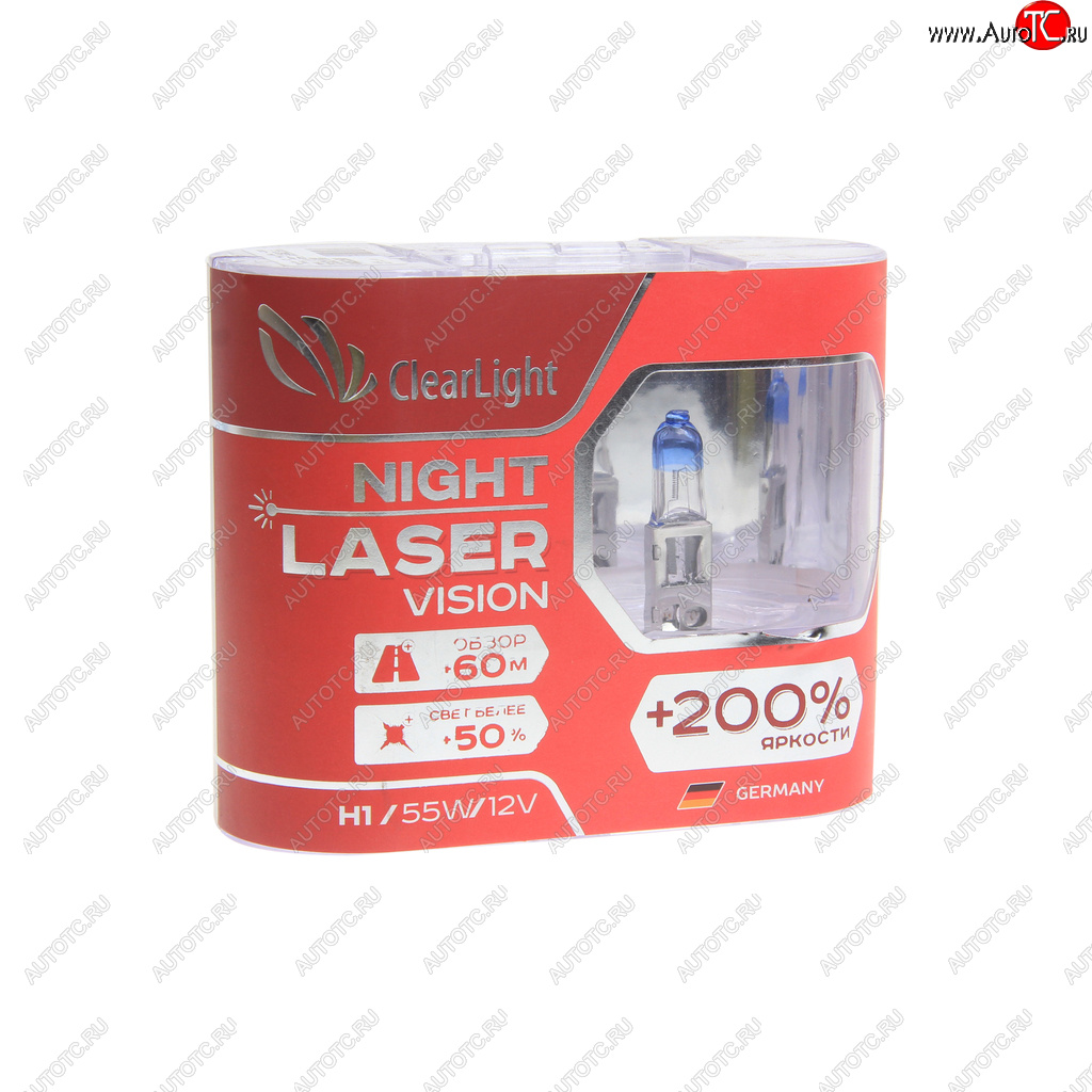 759 р. Лампа 12V H1 55W +200% бокс (2шт.) Night Laser Vision CLEARLIGHT CLEARLIGHT mlh1nlv200  с доставкой в г. Пермь