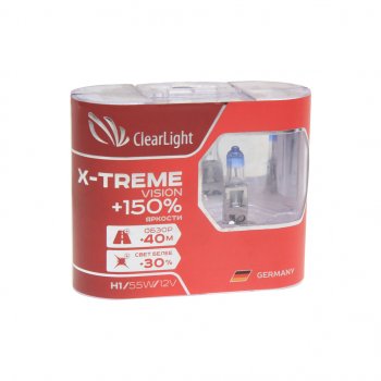 649 р. Лампа 12V H1 55W +150% бокс (2шт.) X-treme Vision CLEARLIGHT CLEARLIGHT mlh1xtv150  с доставкой в г. Пермь. Увеличить фотографию 1