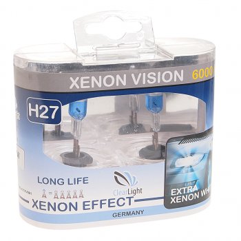 659 р. Лампа 12V H27 27W бокс (2шт.) Xenon Vision CLEARLIGHT CLEARLIGHT mlh27xv  с доставкой в г. Пермь. Увеличить фотографию 1