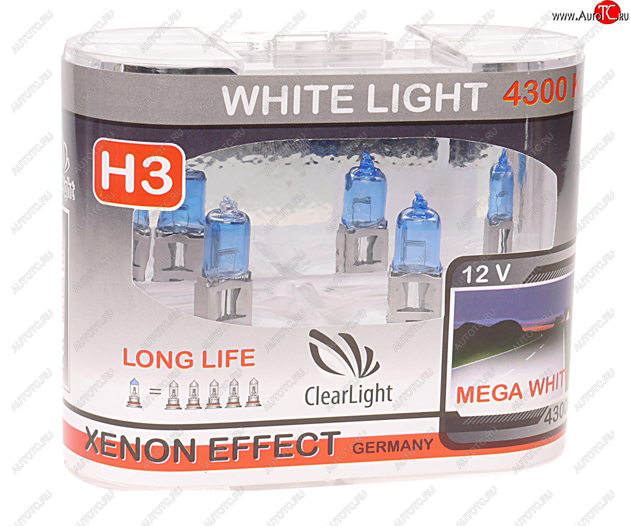 499 р. Лампа 12V H3 55W РK22s бокс (2шт.) White Light CLEARLIGHT CLEARLIGHT mlh3wl  с доставкой в г. Пермь