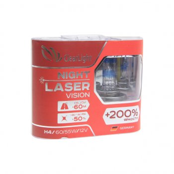 1 089 р. Лампа 12V H4 6055W P43t +200% бокс (2шт.) Night Laser Vision CLEARLIGHT CLEARLIGHT mlh4nlv200  с доставкой в г. Пермь. Увеличить фотографию 1