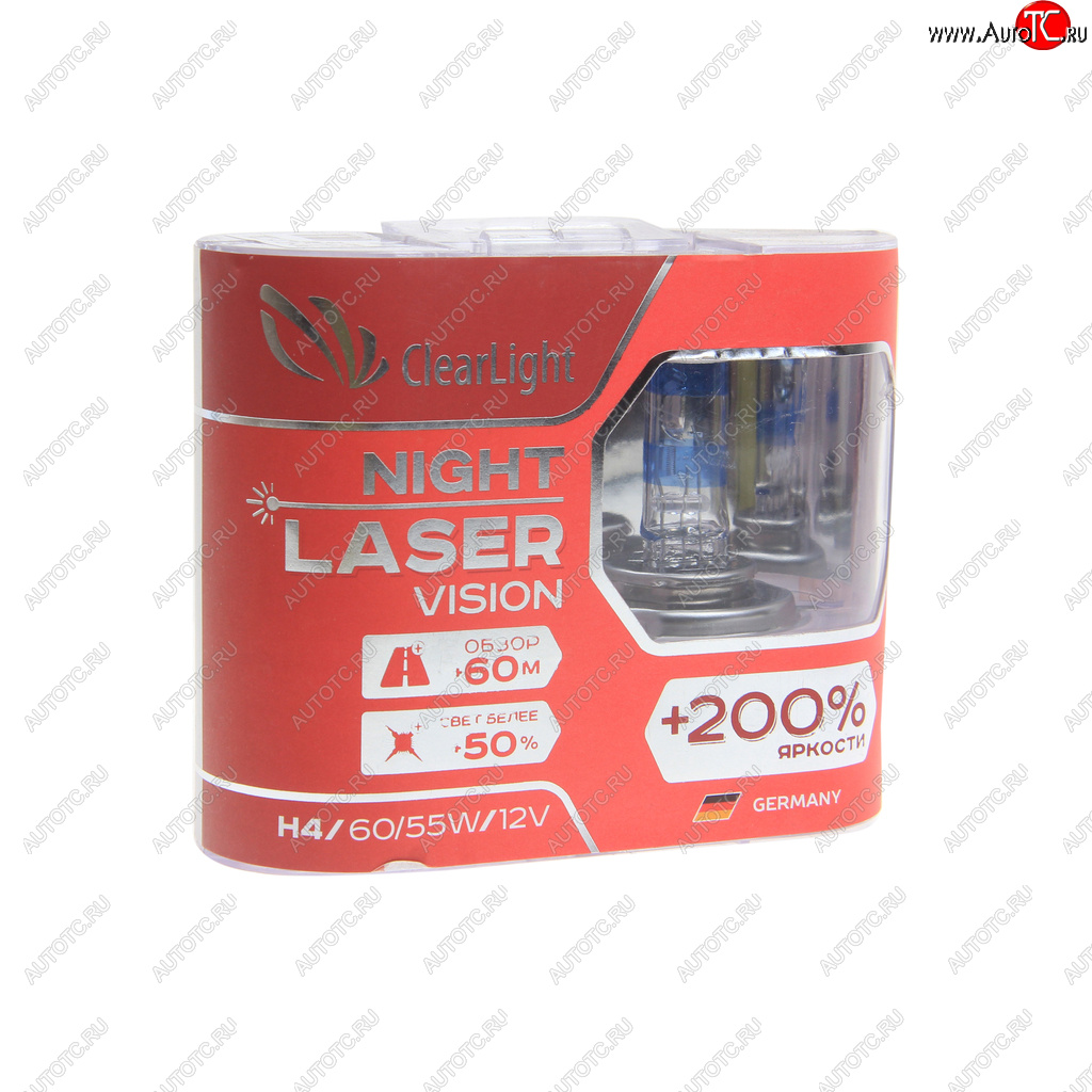 1 089 р. Лампа 12V H4 6055W P43t +200% бокс (2шт.) Night Laser Vision CLEARLIGHT CLEARLIGHT mlh4nlv200  с доставкой в г. Пермь