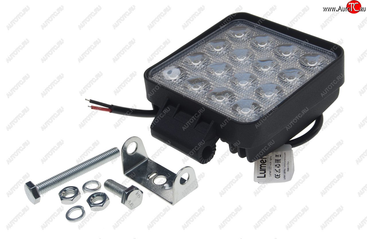 1 539 р. Фара рабочего света 106x106x40мм 48Вт (16 светодиодов) IP67 Super Slim Flood LUMEN LUMEN mlp-sse48ws-2418f  с доставкой в г. Пермь