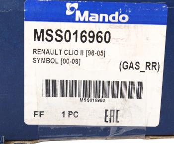 3 399 р. Амортизатор RENAULT Clio (98-05) задний левый/правый газовый MANDO MANDO mss016960 MANDO mss016960  с доставкой в г. Пермь. Увеличить фотографию 3
