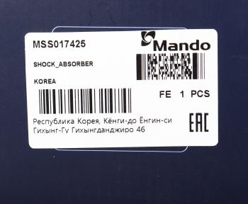 5 949 р. Амортизатор MAZDA 626 (97-) передний левый газовый MANDO MANDO mss017425 MANDO mss017425  с доставкой в г. Пермь. Увеличить фотографию 4