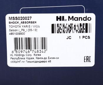 5 499 р. Амортизатор TOYOTA Yaris (99-) передний левыйправый газовый MANDO MANDO mss020027  с доставкой в г. Пермь. Увеличить фотографию 4