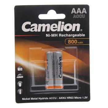 171 р. Батарейка AAA HR03 1.2V аккумулятор Ni-MH 800mAh блистер 2шт. (цена за 1шт.) CAMELION CAMELION nh-aaa800bp2  с доставкой в г. Пермь. Увеличить фотографию 2