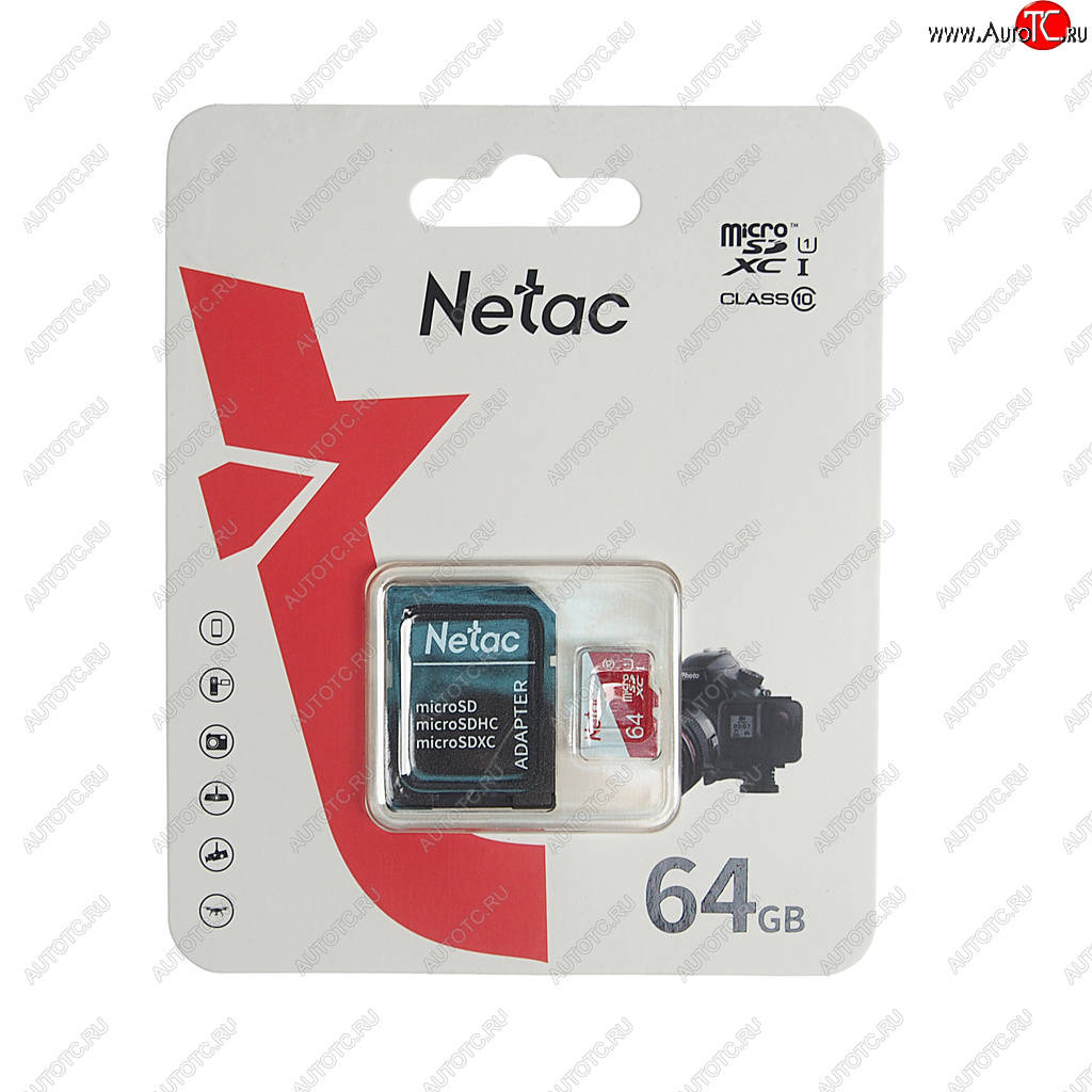 469 р. Карта памяти 64GB MicroSD class 10 + SD адаптер NETAC NETAC nt02p500eco-064g-r  с доставкой в г. Пермь