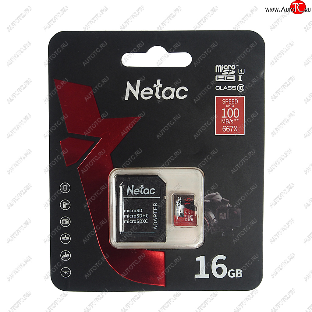 439 р. Карта памяти 16GB MicroSD class 10 + SD адаптер NETAC NETAC nt02p500pro-016g-r  с доставкой в г. Пермь