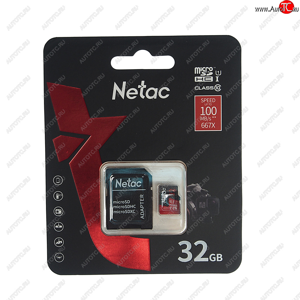 449 р. Карта памяти 32GB MicroSD class 10 + SD адаптер NETAC NETAC nt02p500pro-032g-r NETAC nt02p500pro-032g-r  с доставкой в г. Пермь