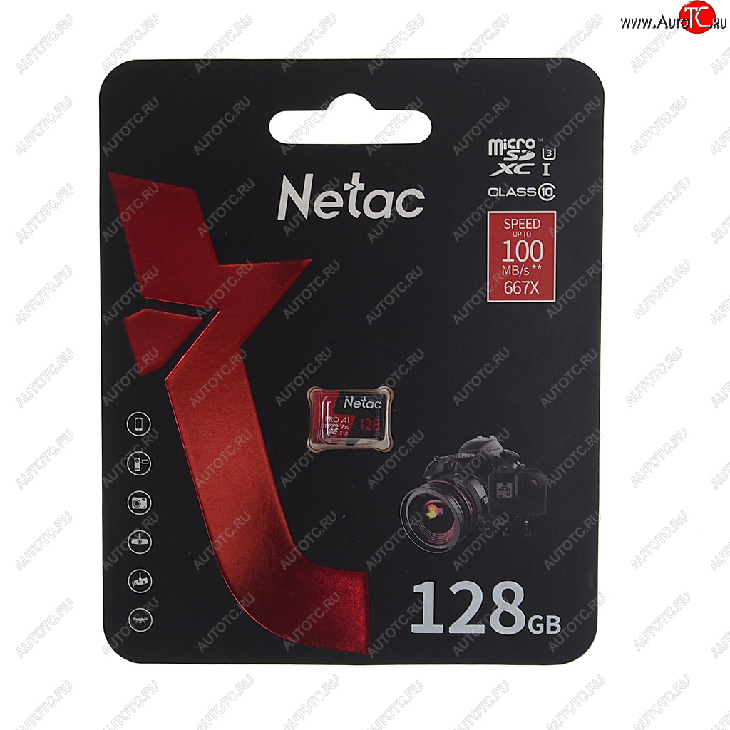1 239 р. Карта памяти 128GB MicroSD class 10 + SD NETAC NETAC nt02p500pro-128g-s  с доставкой в г. Пермь