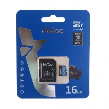 329 р. Карта памяти 16GB MicroSD class 10 + SD адаптер NETAC NETAC nt02p500stn-016g-r  с доставкой в г. Пермь. Увеличить фотографию 1