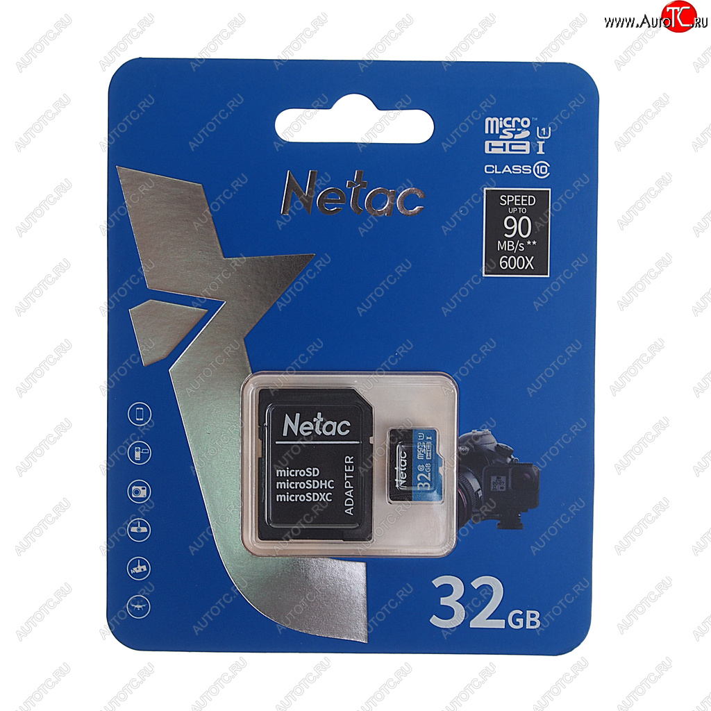 389 р. Карта памяти 32GB MicroSD class 10 + SD адаптер NETAC NETAC nt02p500stn-032g-r  с доставкой в г. Пермь