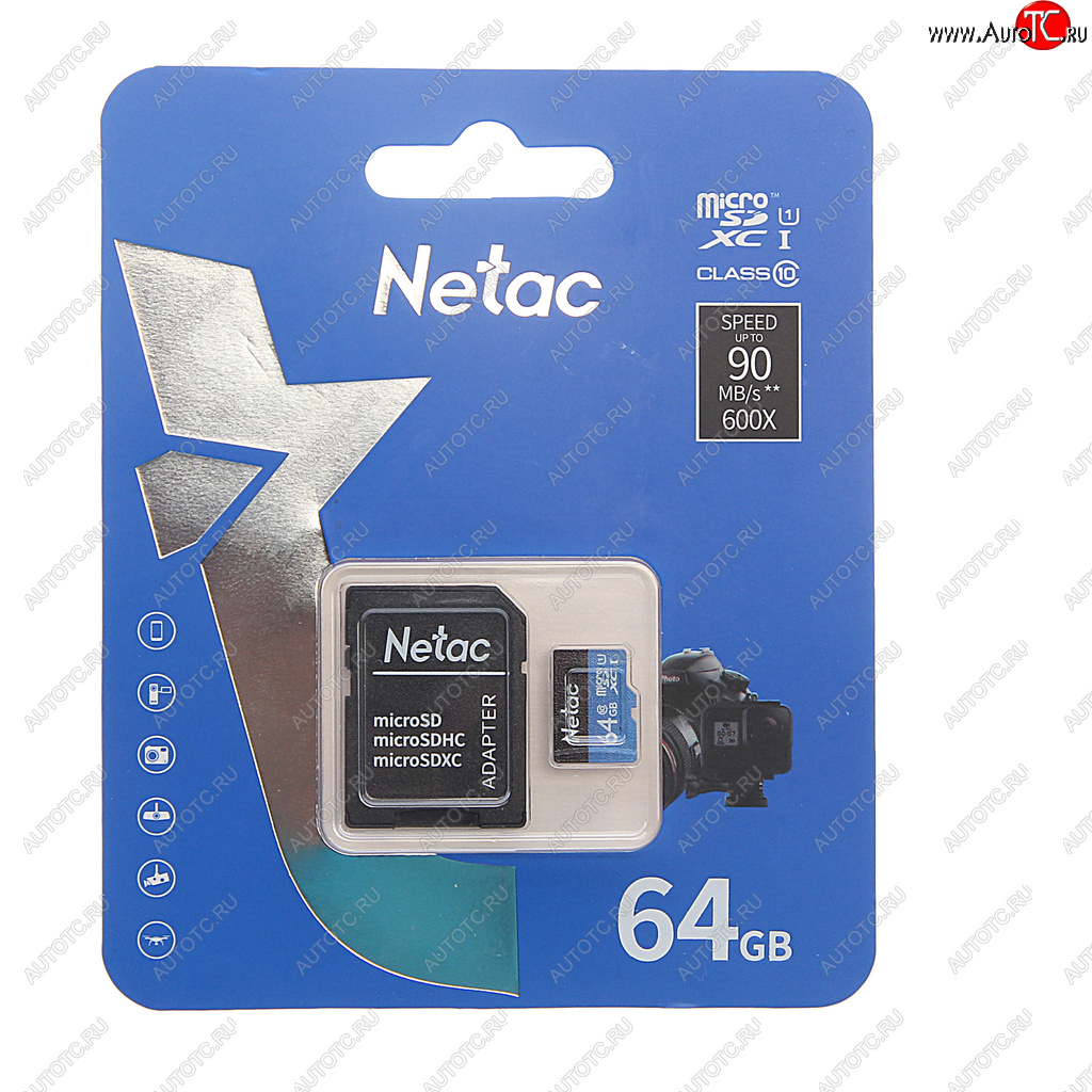 479 р. Карта памяти 64GB MicroSD class 10 + SD адаптер NETAC NETAC nt02p500stn-064g-r  с доставкой в г. Пермь