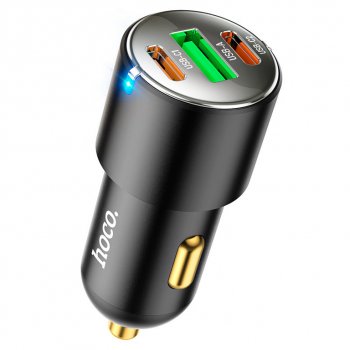 969 р. Устройство зарядное в прикуриватель 1USB + 2 Type C 12V HOCO HOCO nz6 black HOCO nz6 black  с доставкой в г. Пермь. Увеличить фотографию 1