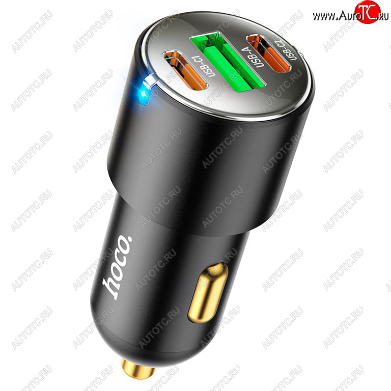 969 р. Устройство зарядное в прикуриватель 1USB + 2 Type C 12V HOCO HOCO nz6 black HOCO nz6 black  с доставкой в г. Пермь