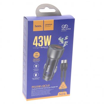 929 р. Устройство зарядное в прикуриватель 1USB 12V кабель USB Type C HOCO HOCO nz8 blue  с доставкой в г. Пермь. Увеличить фотографию 3