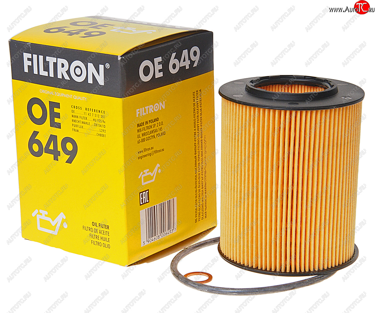 579 р. Фильтр масляный BMW (E39,E60),X5 (E53,X3 E83,E38,E65) FILTRON FILTRON oe649  с доставкой в г. Пермь