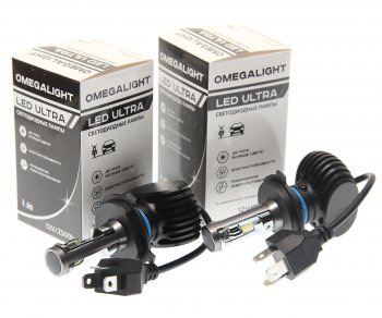 1 699 р. Лампа светодиодная 12V H4 P43t-38 2500Lm (2шт.) Ultra OMEGALIGHT OMEGALIGHT olledh4ul-2  с доставкой в г. Пермь. Увеличить фотографию 1