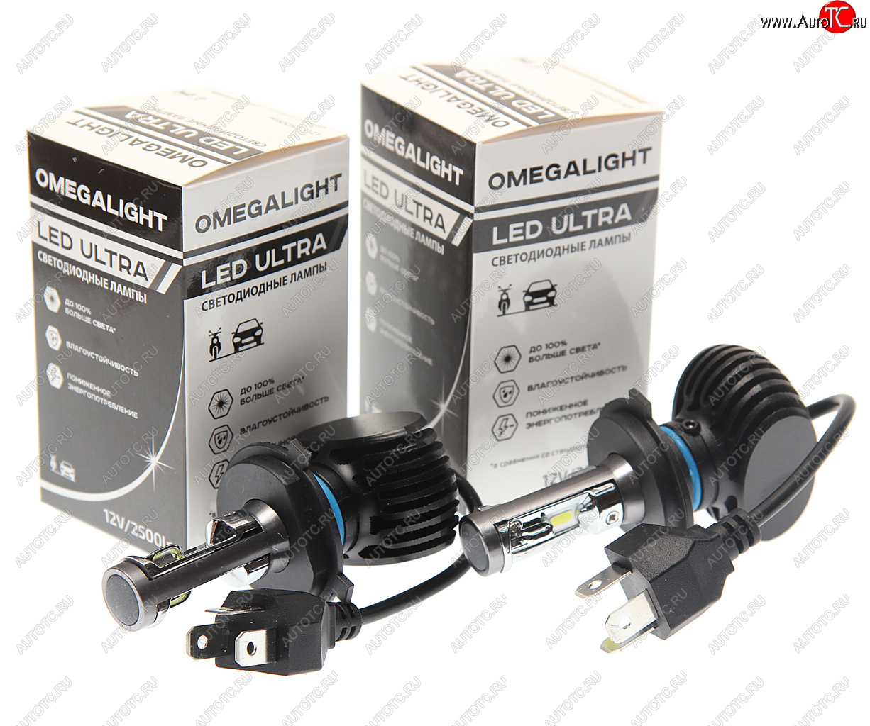 1 699 р. Лампа светодиодная 12V H4 P43t-38 2500Lm (2шт.) Ultra OMEGALIGHT OMEGALIGHT olledh4ul-2  с доставкой в г. Пермь
