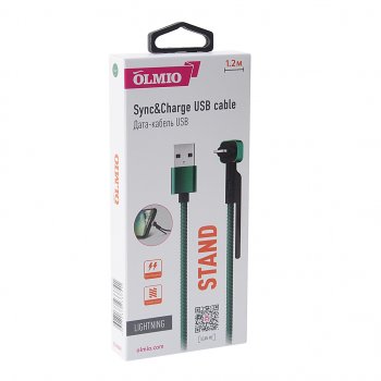 275 р. Кабель iPhone (5-) 1.2м зеленый OLMIO OLMIO olm-038648  с доставкой в г. Пермь. Увеличить фотографию 3