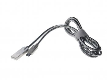 419 р. Кабель micro USB 1.2м серебристый металлическая оплётка PARTNER PARTNER olm-038650  с доставкой в г. Пермь. Увеличить фотографию 1