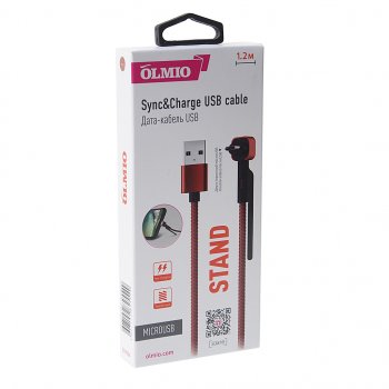 260 р. Кабель micro-USB 1.2м красный OLMIO OLMIO olm-039504  с доставкой в г. Пермь. Увеличить фотографию 3