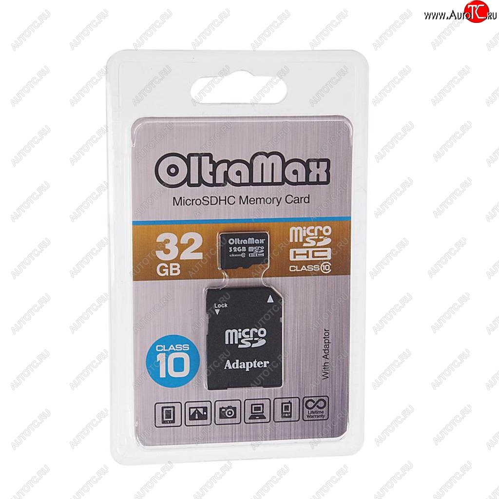 399 р. Карта памяти 32GB MicroSD class 10 + SD адаптер OLTRAMAX OLTRAMAX om032gcsdhc10-ad  с доставкой в г. Пермь