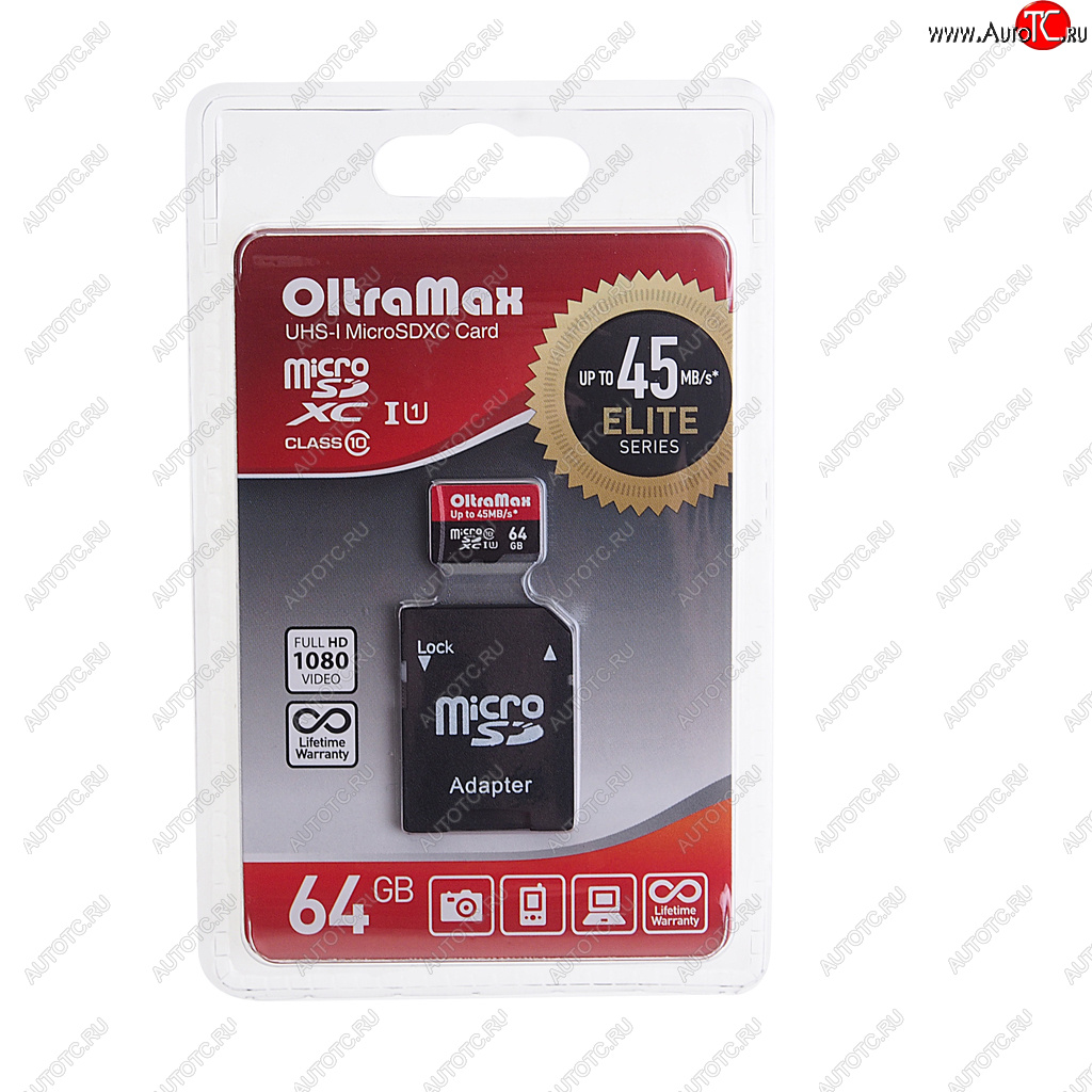 619 р. Карта памяти 64GB MicroSD class 10 + SD адаптер OLTRAMAX OLTRAMAX om064gcsdxc10uhs-1-elu1  с доставкой в г. Пермь