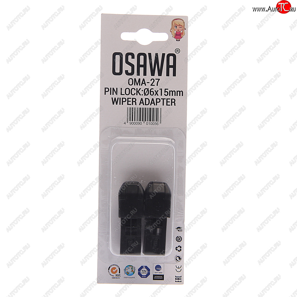 147 р. Адаптер щетки стеклоочистителя PIN LOCK 6Х15мм комплект (2шт.) OSAWA OSAWA oma-27  с доставкой в г. Пермь