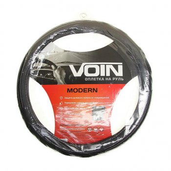699 р. Оплетка руля (M) 37-39см черная экокожа Modern VOIN VOIN oplv0301  с доставкой в г. Пермь. Увеличить фотографию 1