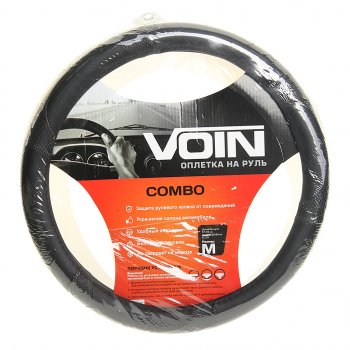 699 р. Оплетка руля (M) 37-39см черная экокожа Combo VOIN VOIN oplv0601  с доставкой в г. Пермь. Увеличить фотографию 1